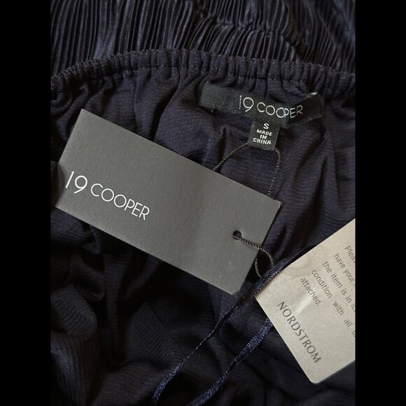 New 19 Cooper Jumpsuit Small Womens Blue Cropped Pleated Wide Leg Halter Neck - Picture 9 of 10